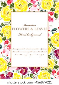 Vintage delicate invitation with flowers for wedding, marriage, bridal, birthday, Valentine's day.