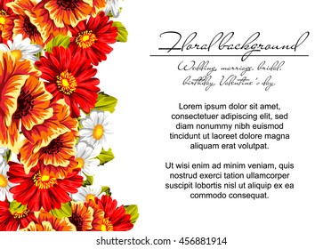 Vintage delicate invitation with flowers for wedding, marriage, bridal, birthday, Valentine's day. Romantic vector illustration.