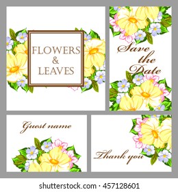 Vintage delicate invitation with flowers for wedding, marriage, bridal, birthday, Valentine's day