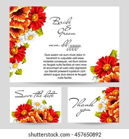 Vintage delicate invitation with flowers for wedding, marriage, bridal, birthday, Valentine's day. Romantic vector illustration.