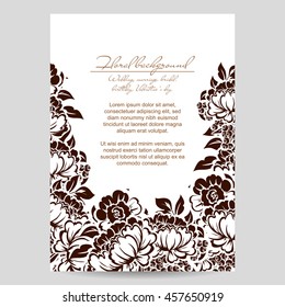 Vintage delicate invitation with flowers for wedding, marriage, bridal, birthday, Valentine's day. Romantic vector illustration.