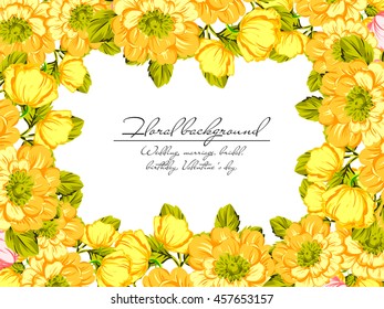 Vintage delicate invitation with flowers for wedding, marriage, bridal, birthday, Valentine's day. Romantic vector illustration.