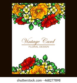 Vintage delicate invitation with flowers for wedding, marriage, bridal, birthday, Valentine's day.