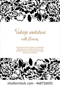 Vintage delicate invitation with flowers for wedding, marriage, bridal, birthday, Valentine's day.