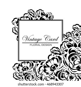 Vintage delicate invitation with flowers for wedding, marriage, bridal, birthday, Valentine's day. Romantic vector illustration.