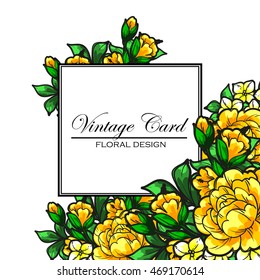 Vintage delicate invitation with flowers for wedding, marriage, bridal, birthday, Valentine's day. Romantic vector illustration.