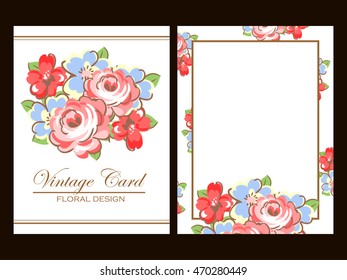 Vintage delicate invitation with flowers for wedding, marriage, bridal, birthday, Valentine's day. Romantic vector illustration.