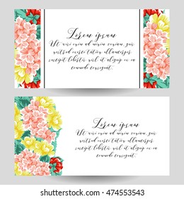 Vintage delicate invitation with flowers for wedding, marriage, bridal, birthday, Valentine's day. Romantic vector illustration.