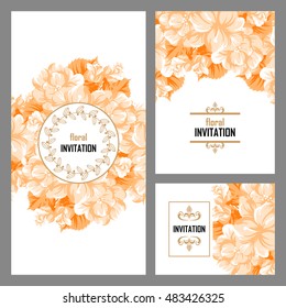 Vintage delicate invitation with flowers for wedding, marriage, bridal, birthday, Valentine's day.