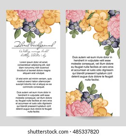 Vintage delicate invitation with flowers for wedding, marriage, bridal, birthday, Valentine's day. Romantic vector illustration.