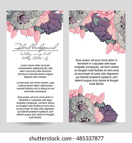 Vintage delicate invitation with flowers for wedding, marriage, bridal, birthday, Valentine's day. Romantic vector illustration.