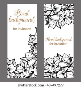 Vintage delicate invitation with flowers for wedding, marriage, bridal, birthday, Valentine's day.