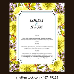 Vintage delicate invitation with flowers for wedding, marriage, bridal, birthday, Valentine's day. Romantic vector illustration.