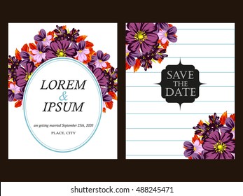 Vintage delicate invitation with flowers for wedding, marriage, bridal, birthday, Valentine's day.