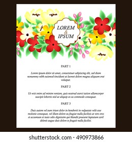 Vintage delicate invitation with flowers for wedding, marriage, bridal, birthday, Valentine's day. Romantic vector illustration.