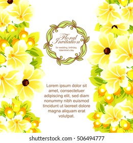 Vintage delicate invitation with flowers for wedding, marriage, bridal, birthday, Valentine's day.