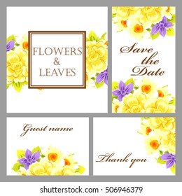 Vintage delicate invitation with flowers for wedding, marriage, bridal, birthday, Valentine's day.