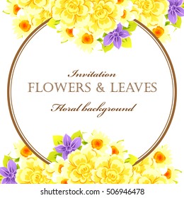 Vintage delicate invitation with flowers for wedding, marriage, bridal, birthday, Valentine's day.