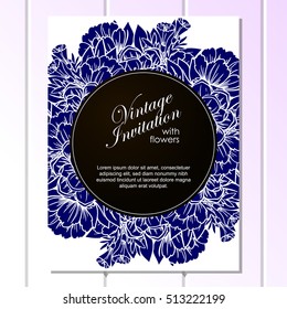 Vintage delicate invitation with flowers for wedding, marriage, bridal, birthday, Valentine's day. Romantic vector illustration.