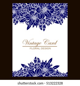 Vintage delicate invitation with flowers for wedding, marriage, bridal, birthday, Valentine's day. Romantic vector illustration.