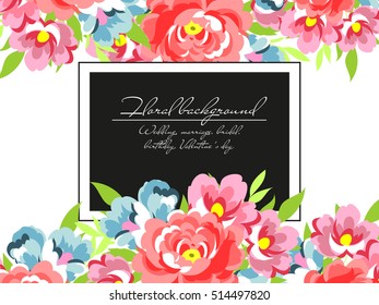 Vintage delicate invitation with flowers for wedding, marriage, bridal, birthday, Valentine's day.