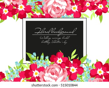 Vintage delicate invitation with flowers for wedding, marriage, bridal, birthday, Valentine's day.