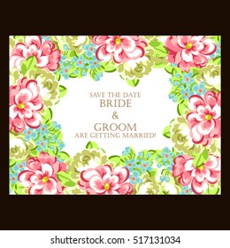 Vintage delicate invitation with flowers for wedding, marriage, bridal, birthday, Valentine's day. Vintage delicate invitation with flowers for wedding, marriage, bridal, birthday, Valentine's day.