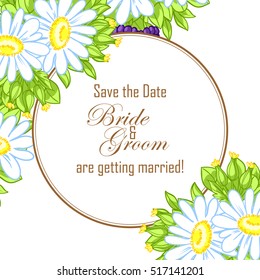 Vintage delicate invitation with flowers for wedding, marriage, bridal, birthday, Valentine's day.