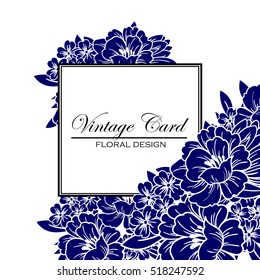 Vintage delicate invitation with flowers for wedding, marriage, bridal, birthday, Valentine's day.