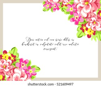 Vintage delicate invitation with flowers for wedding, marriage, bridal, birthday, Valentine's day.