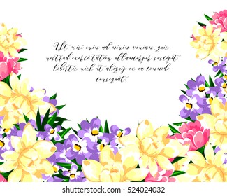 Vintage delicate invitation with flowers for wedding, marriage, bridal, birthday, Valentine's day.