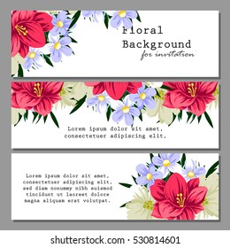 Vintage delicate invitation with flowers for wedding, marriage, bridal, birthday, Valentine's day.
