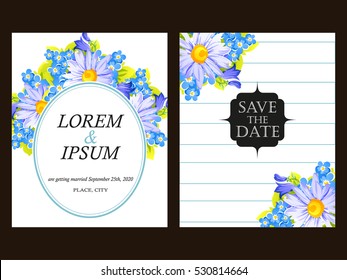 Vintage delicate invitation with flowers for wedding, marriage, bridal, birthday, Valentine's day.