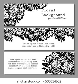 Vintage delicate invitation with flowers for wedding, marriage, bridal, birthday, Valentine's day.