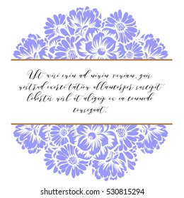 Vintage delicate invitation with flowers for wedding, marriage, bridal, birthday, Valentine's day.