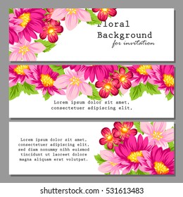 Vintage delicate invitation with flowers for wedding, marriage, bridal, birthday, Valentine's day. 
