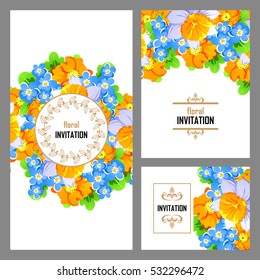 Vintage delicate invitation with flowers for wedding, marriage, bridal, birthday, Valentine's day. Romantic vector illustration.