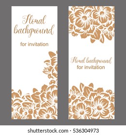 Vintage delicate invitation with flowers for wedding, marriage, bridal, birthday, Valentine's day.