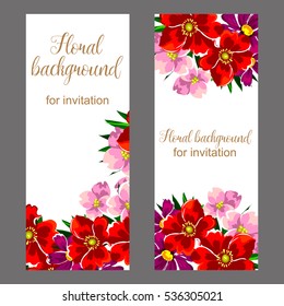 Vintage delicate invitation with flowers for wedding, marriage, bridal, birthday, Valentine's day.