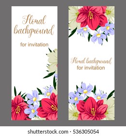 Vintage delicate invitation with flowers for wedding, marriage, bridal, birthday, Valentine's day.