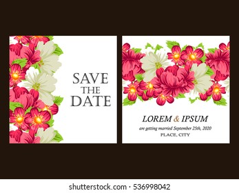 Vintage delicate invitation with flowers for wedding, marriage, bridal, birthday, Valentine's day.