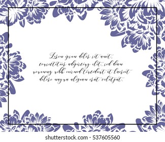 Vintage delicate invitation with flowers for wedding, marriage, bridal, birthday, Valentine's day.