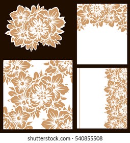Vintage delicate invitation with flowers for wedding, marriage, bridal, birthday, Valentine's day.