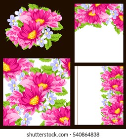 Vintage delicate invitation with flowers for wedding, marriage, bridal, birthday, Valentine's day.