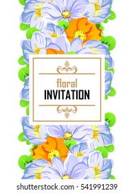 Vintage delicate invitation with flowers for wedding, marriage, bridal, birthday, Valentine's day.