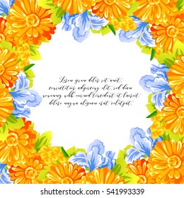 Vintage delicate invitation with flowers for wedding, marriage, bridal, birthday, Valentine's day. Romantic vector illustration.