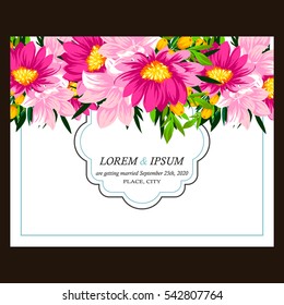 Vintage delicate invitation with flowers for wedding, marriage, bridal, birthday, Valentine's day.