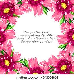 Vintage delicate invitation with flowers for wedding, marriage, bridal, birthday, Valentine's day.