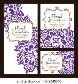 Vintage delicate invitation with flowers for wedding, marriage, bridal, birthday, Valentine's day. Romantic vector illustration.