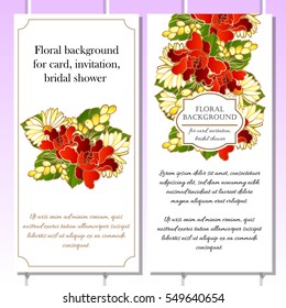 Vintage delicate invitation with flowers for wedding, marriage, bridal, birthday, Valentine's day. Romantic vector illustration.